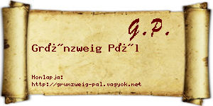 Grünzweig Pál névjegykártya